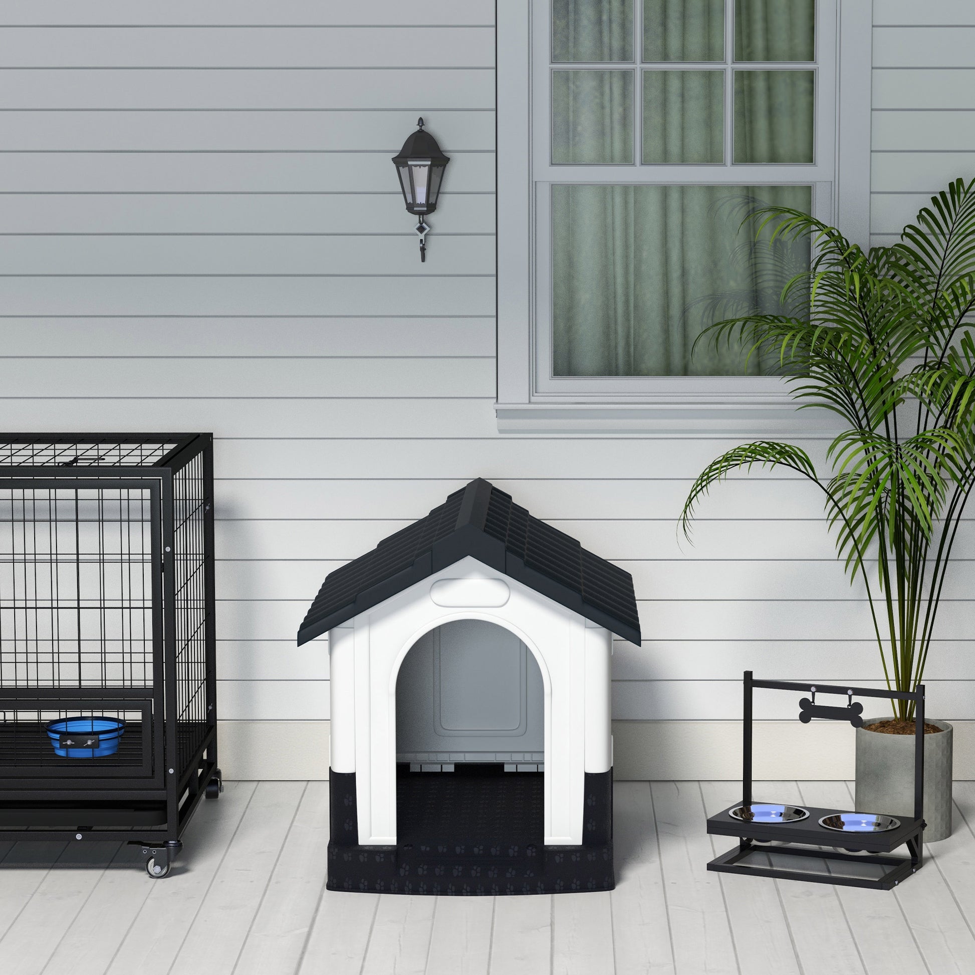 Dog Kennel for Outside, Plastic Dog House, Water-Resistan