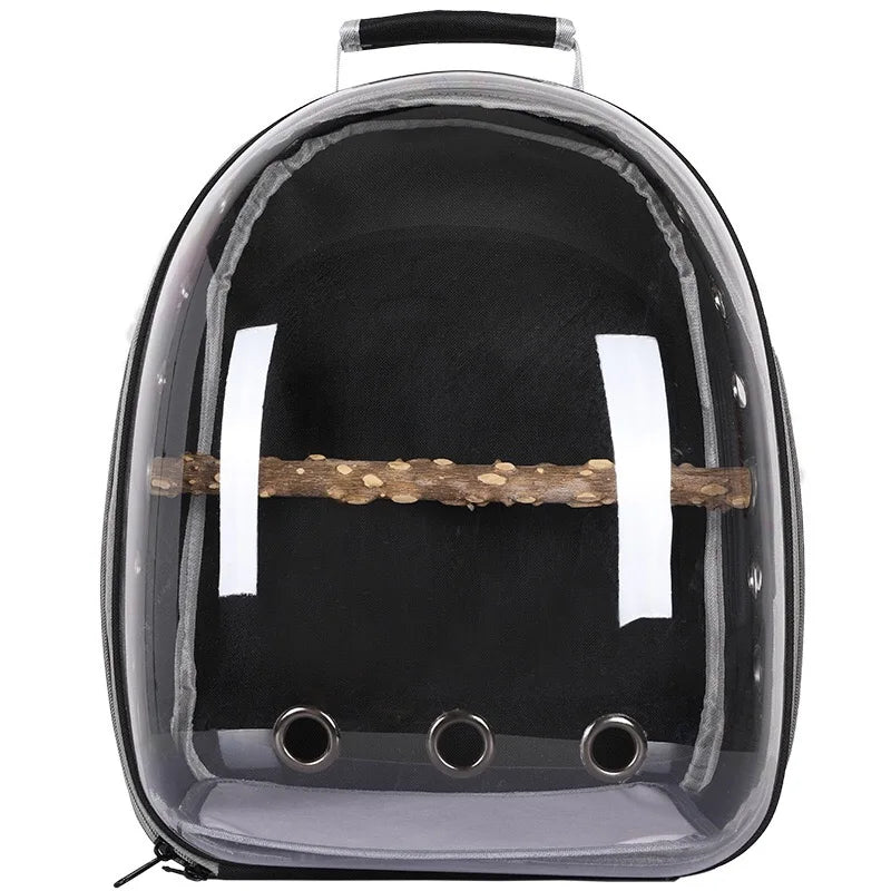Bird Carrier Bag Parrot Backpack with Prech and Feeder Cups for Parakeet Cockatiel Bunny Travel Acrylic Portable Pet Bird Cage