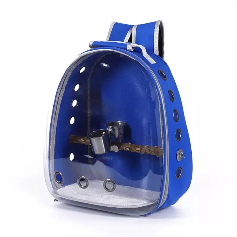 Bird Carrier Bag Parrot Backpack with Prech and Feeder Cups for Parakeet Cockatiel Bunny Travel Acrylic Portable Pet Bird Cage