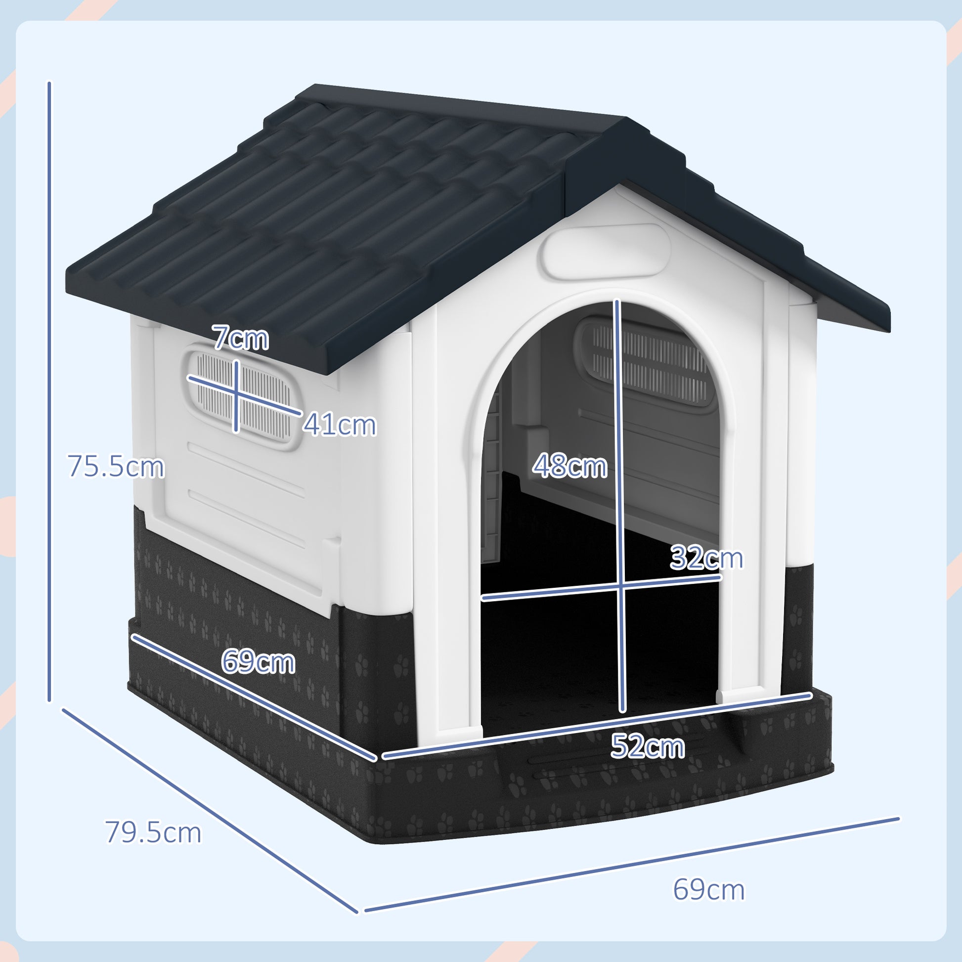 Dog Kennel for Outside, Plastic Dog House, Water-Resistan