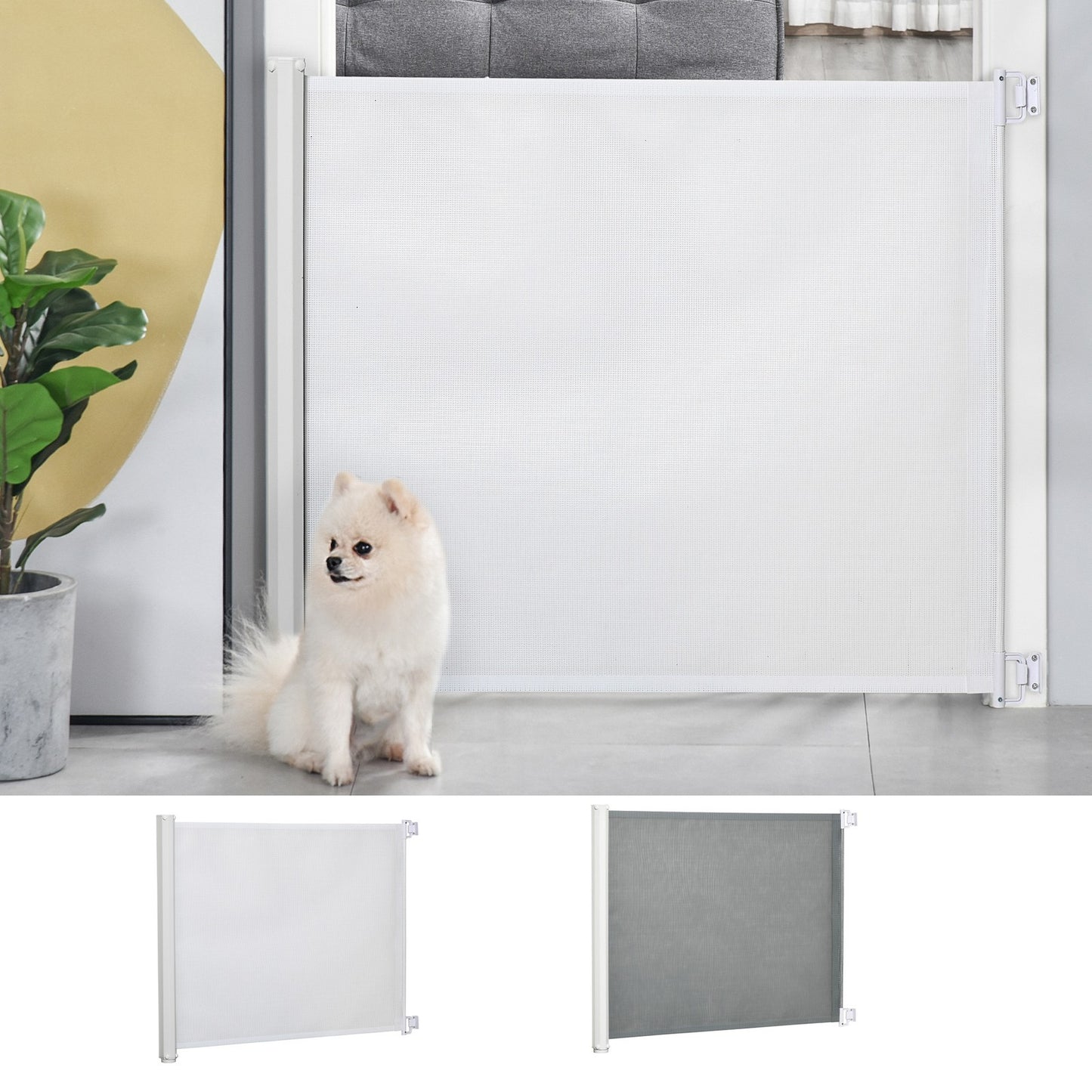 Pet Safety Gate, Retractable Dog Barrier, Folding Home Doorway Stair Guard