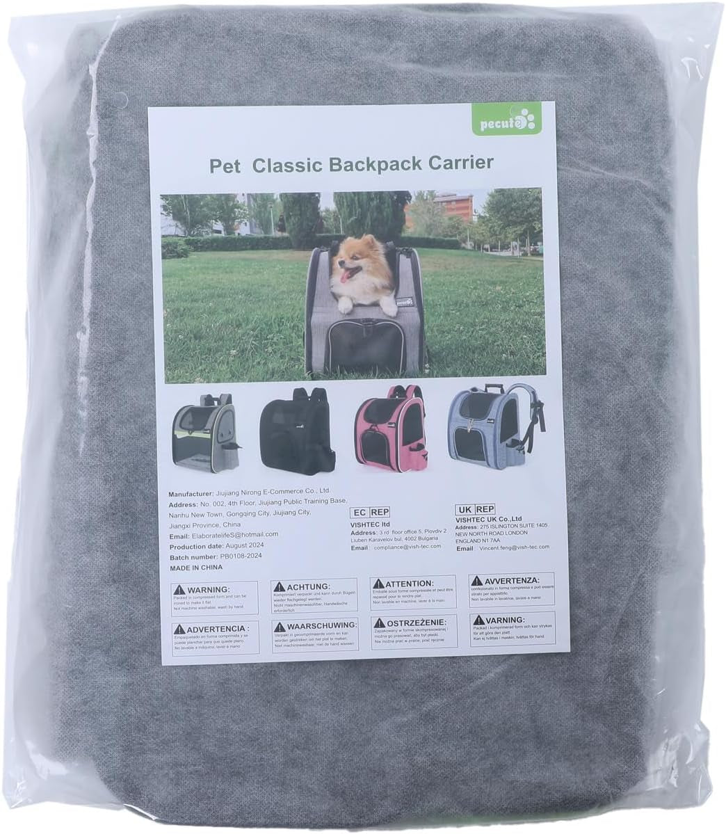 Cat Carrier Dog Backpack, Portable Breathable Rucksack with Front Opening-Mesh Window-Pockets, Airy Space Great for Carrying Puppy Dogs Cats up to 8KG