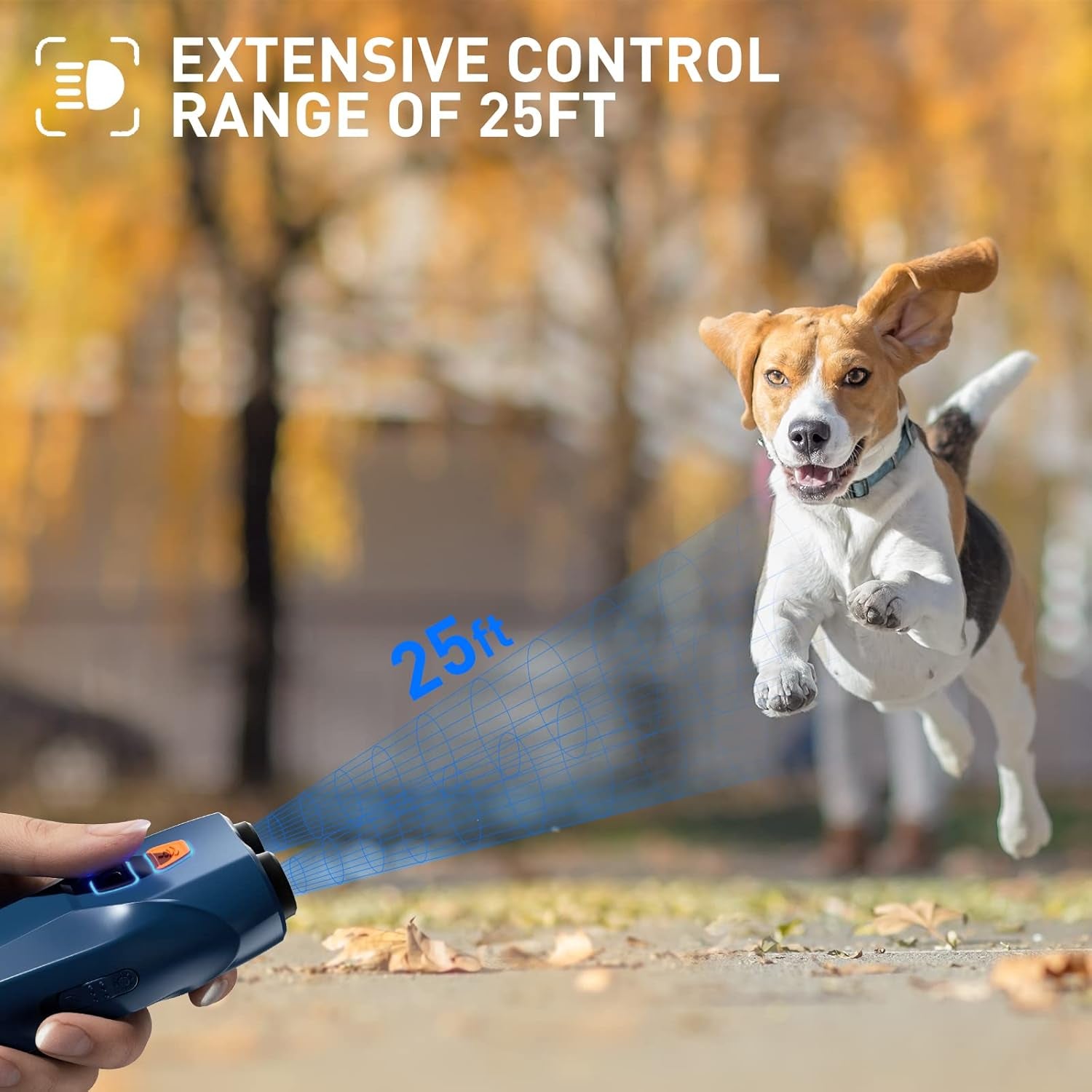 Dog Barking Control Devices Dual Sensor anti Barking Device with Training/Deterrent Modes Dog Whistle to Stop Barking Ultrasonic Dog Barking Deterrent with LED Flashlight 25 FT Range Rechargeable
