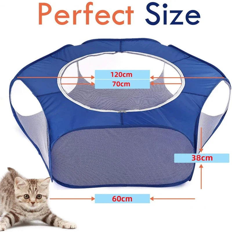 Portable Small Pet Cage Transparent Cat and Dog Cage Tent Pet Playpen Open Folding Yard Fence for Dog Hamster Rabbit Guinea Pig