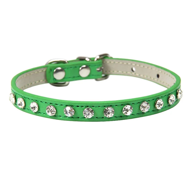 Luxury Rhinestone Rivets Cat Collar Leather Small Dog Collars Puppy Neck Strap for Kitten Accessories Wholesale / Dropshipping