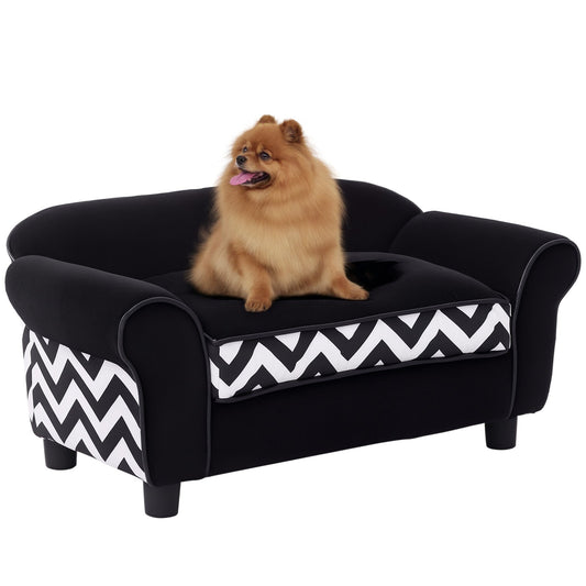 Pawhut Dog Sofa Cat Couch Bed for XS Dogs W/ Removable Sponge Cushion - Black