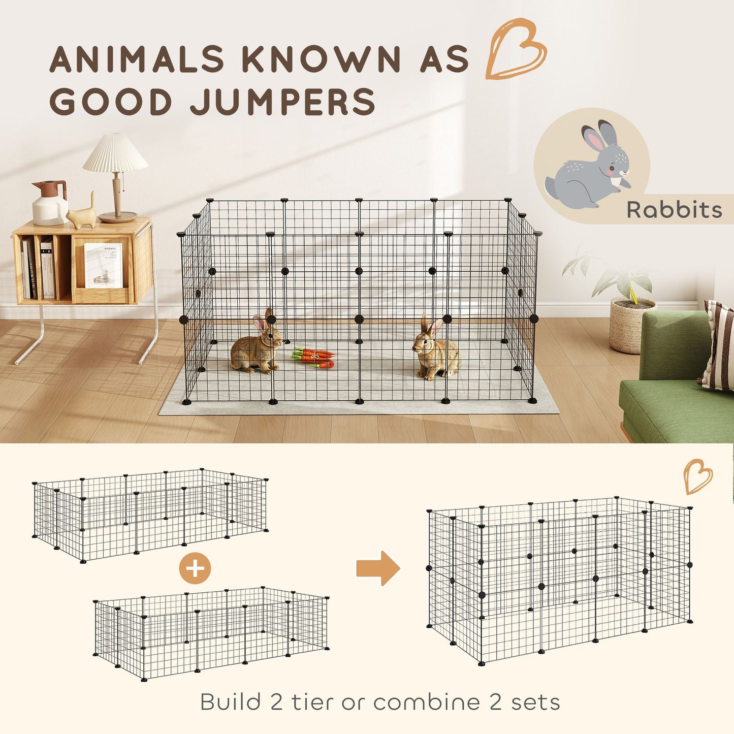 DIY Pet Playpen Metal Wire Fence 12-Panel Guinea Pig Small Animals Cage Black