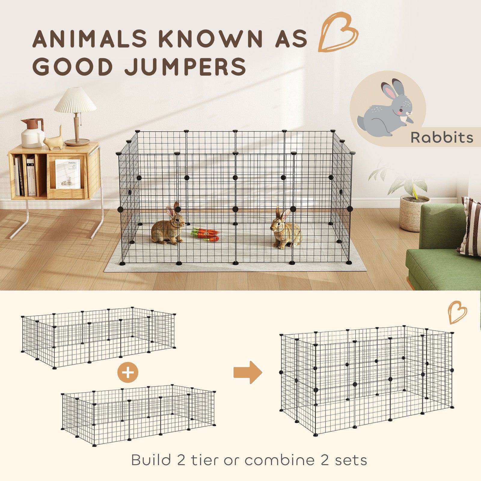 DIY Pet Playpen Metal Wire Fence 12-Panel Guinea Pig Small Animals Cage Black