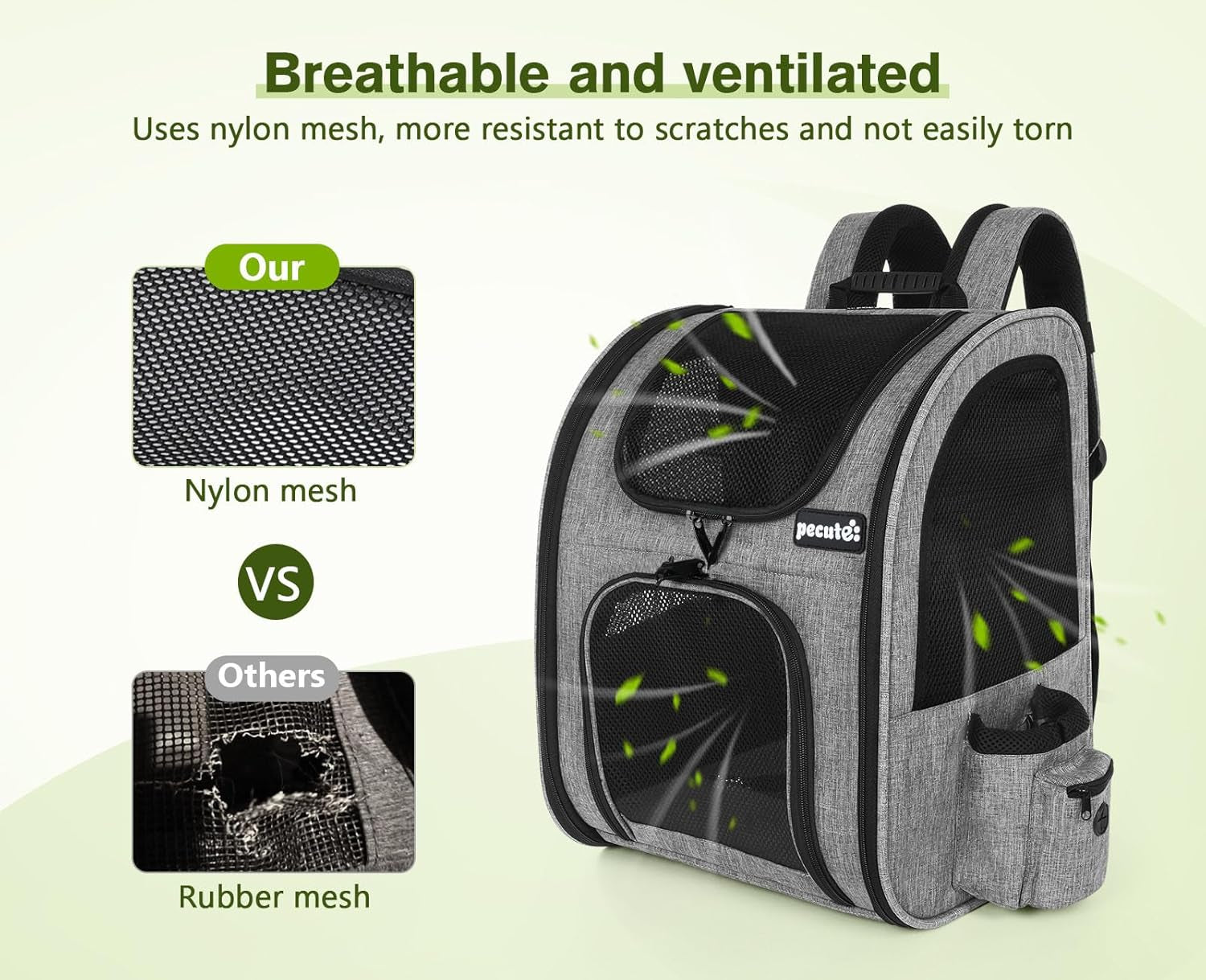 Cat Carrier Dog Backpack, Portable Breathable Rucksack with Front Opening-Mesh Window-Pockets, Airy Space Great for Carrying Puppy Dogs Cats up to 8KG