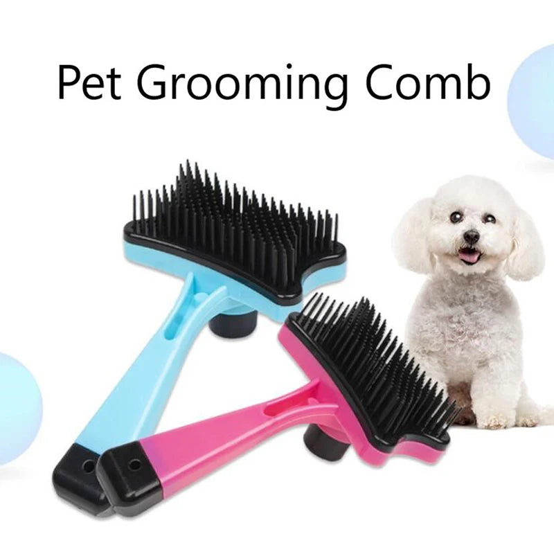 Pet Brush Automatic Plastic Shedding Hair Remove Tool Dog Cat Loose Hair Comb for Pet Faces Fur Nozzle Grooming Blue,Pink,Orange