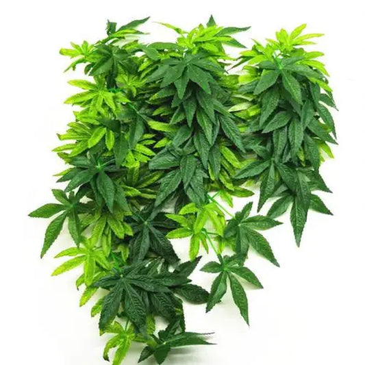 HOT SALE 30/40/50CM Aquarium Reptile Fish Tank Durable No-Fade Artificial Plastic Fake Hanging Leaves Plant Ornament with Sucker