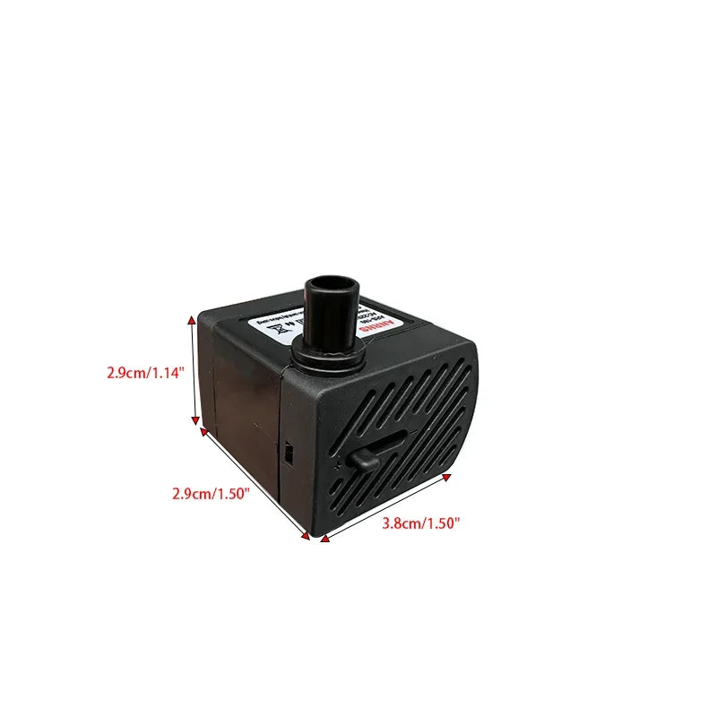 220V 3W Miniature Silent Submersible Pump Aquarium Fish Tank Fountain LED Pump EU Plug Pumping Aeration Pump Ornaments Set