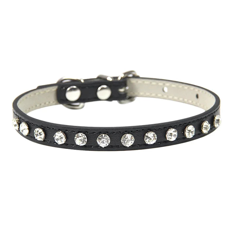 Luxury Rhinestone Rivets Cat Collar Leather Small Dog Collars Puppy Neck Strap for Kitten Accessories Wholesale / Dropshipping