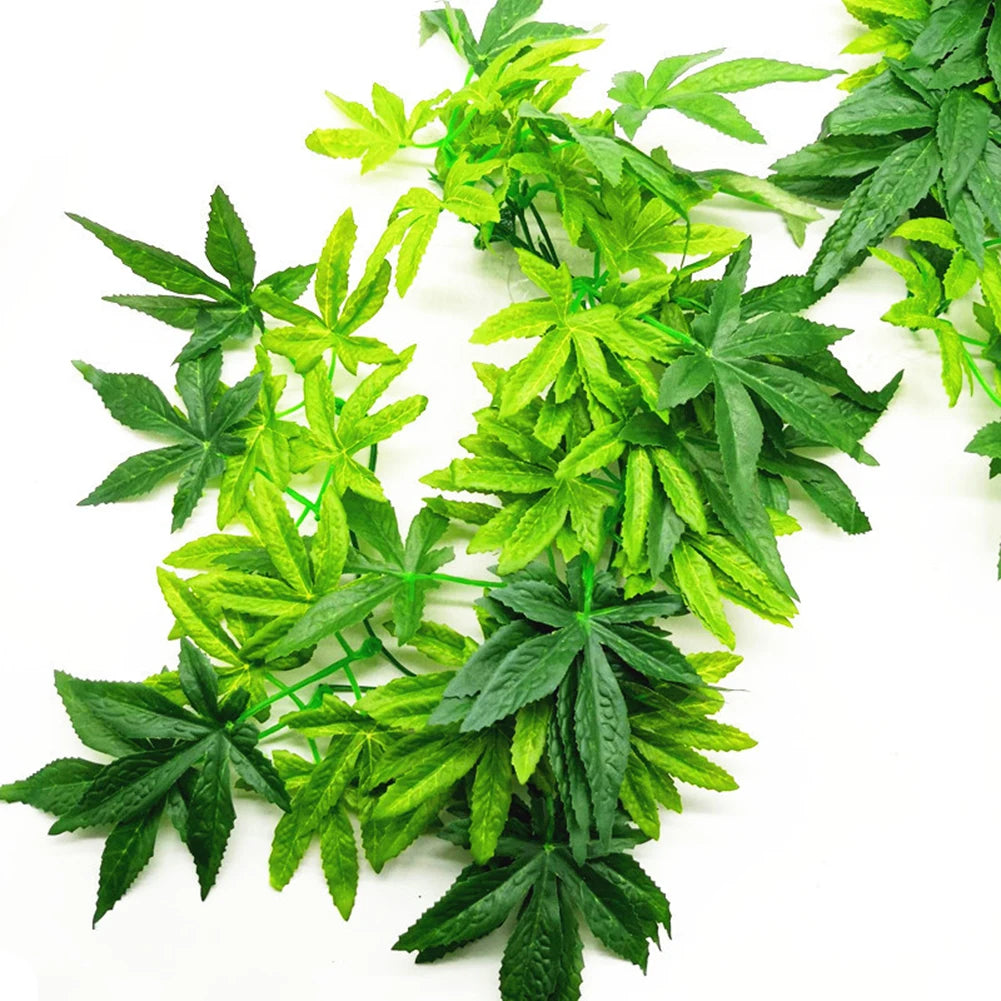 HOT SALE 30/40/50CM Aquarium Reptile Fish Tank Durable No-Fade Artificial Plastic Fake Hanging Leaves Plant Ornament with Sucker