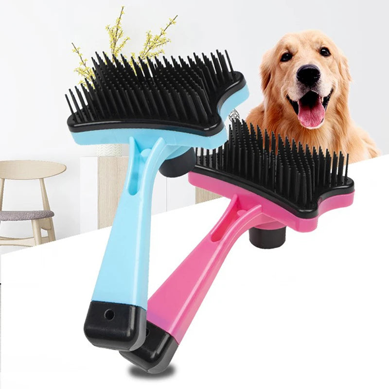Pet Brush Automatic Plastic Shedding Hair Remove Tool Dog Cat Loose Hair Comb for Pet Faces Fur Nozzle Grooming Blue,Pink,Orange