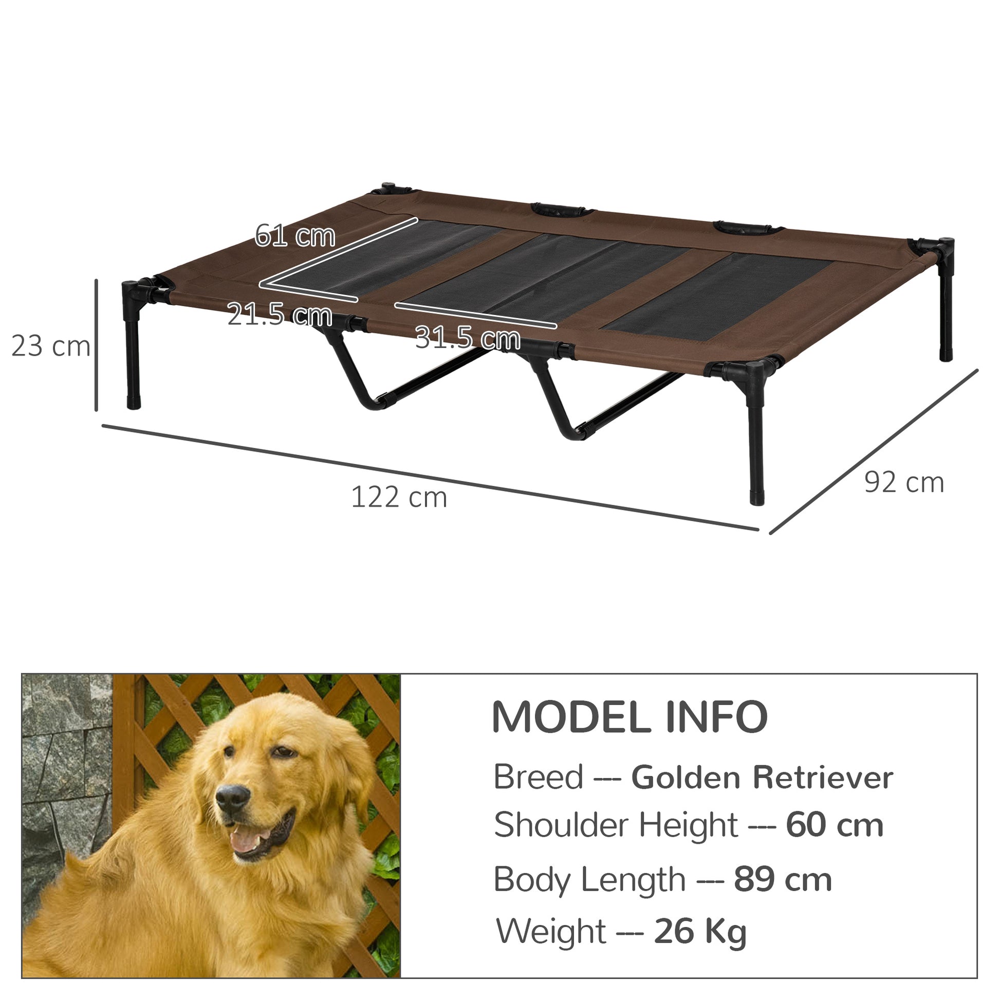 Cooling Elevated Dog Bed Portable Raised Pet Cot for Indoor & Outdoor Use