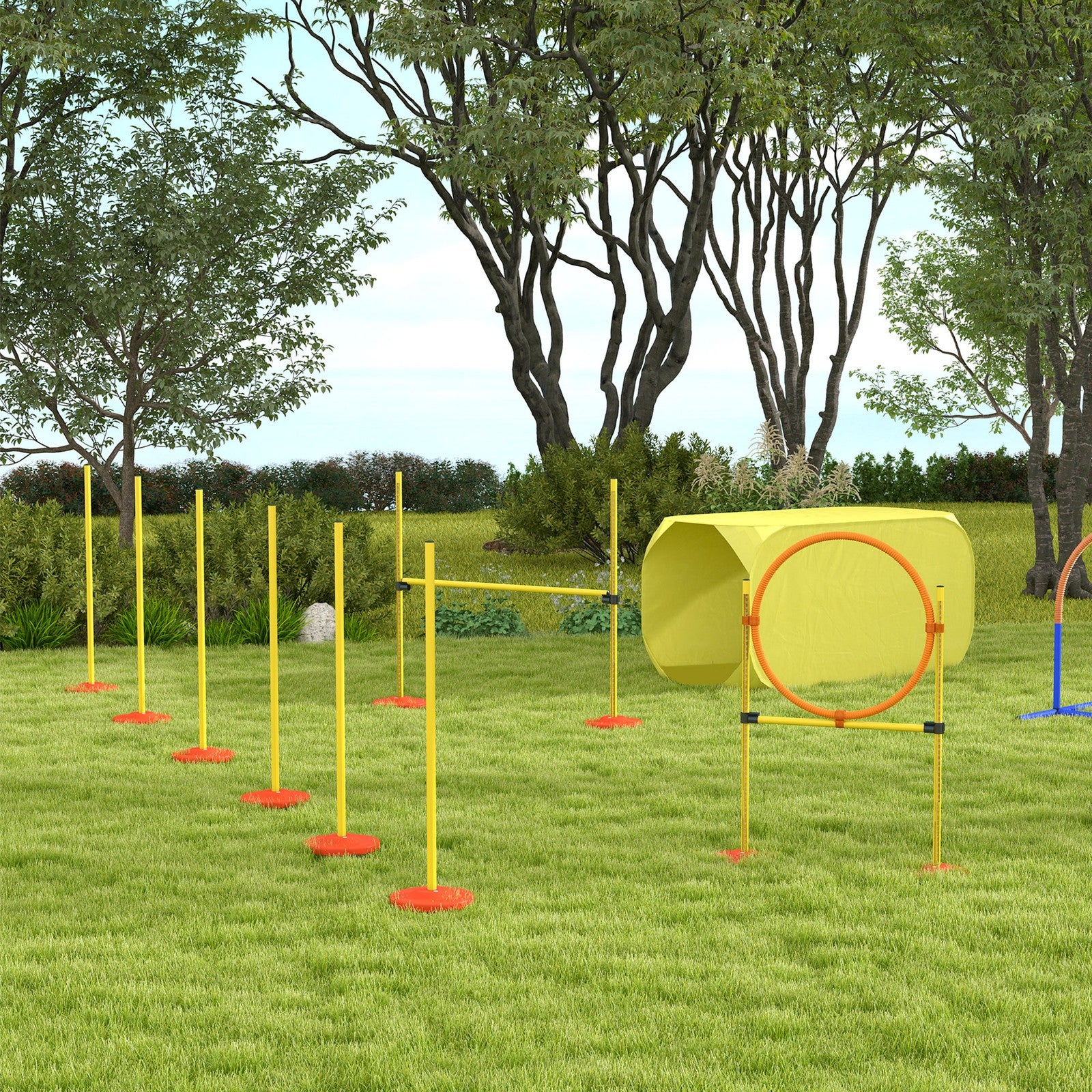 Outdoor 4 Pcs Dog Pet Agility Training Equipment Backyard Starter Course Set