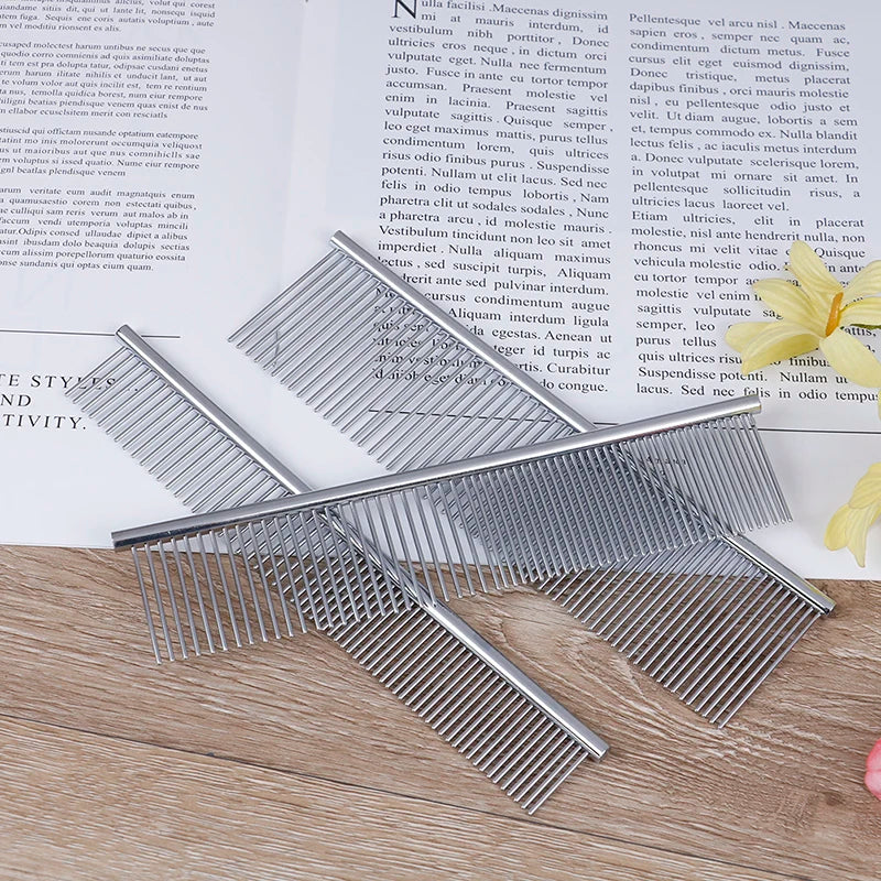 Hot Sale Stainless Steel Pet Hair Trimmer Combs Puppy Cat Cleaning Brush Pet Shedding Grooming Asymmetric Dog Long Hair Comb