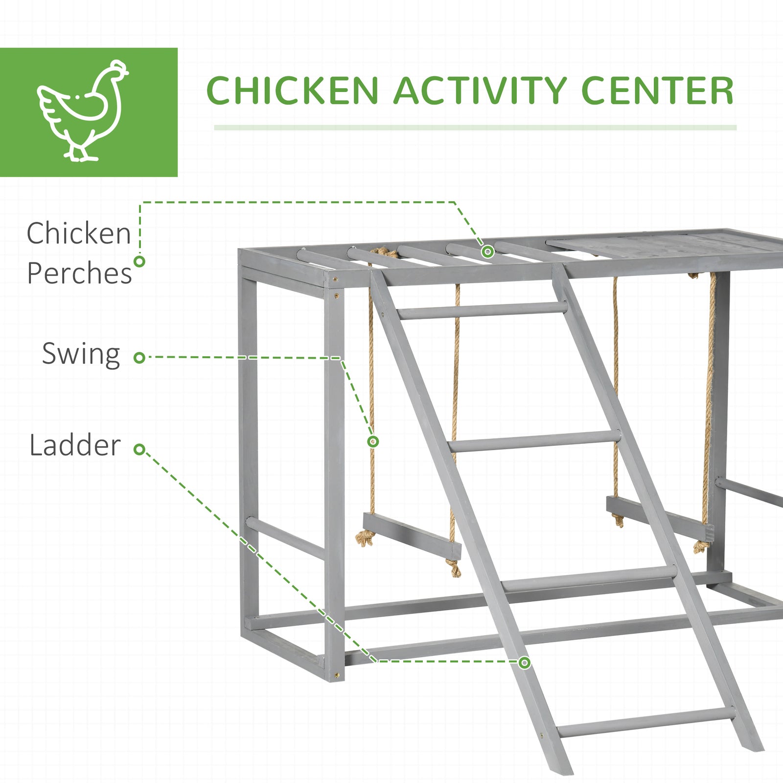 Walk in Chicken Run with Chicken Activity Shelf and Cover, 3 X 6 X 2M