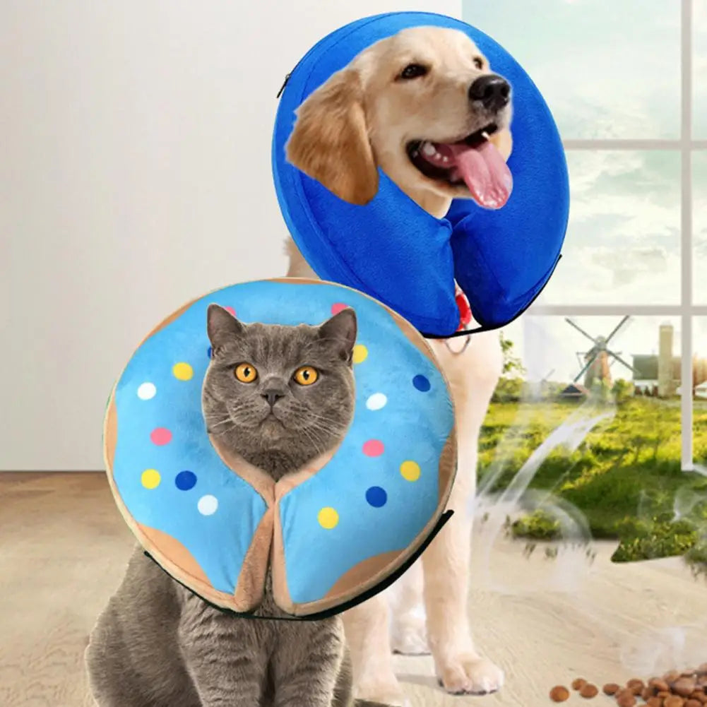 Pet Dog Donut Collar Cone Soft Recovery Cones Adjustment Anti-Bite Inflatable Dog Lick-Proof Collar after Surgery Pet Supplies