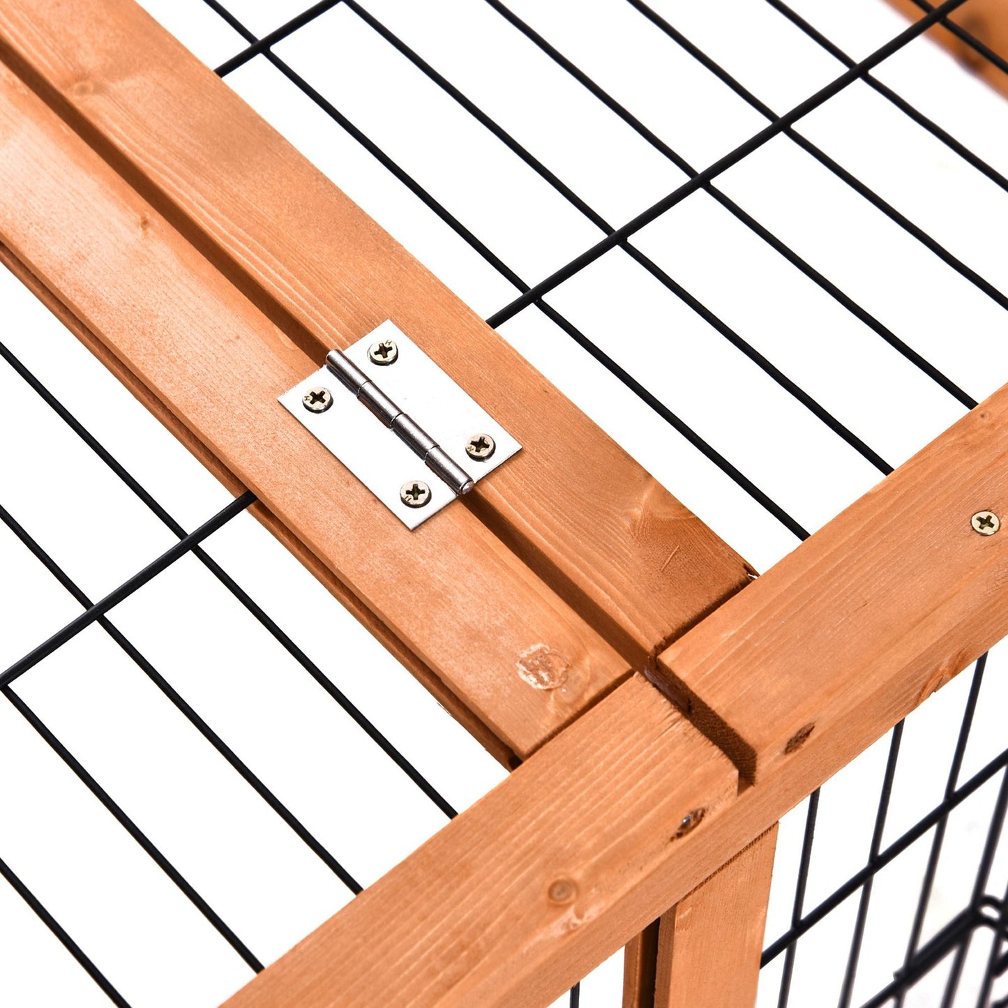 Pawhut Rabbit Hutch, Guinea Pig Hutch Outdoor Detachable Cage W/ Tray & Roof