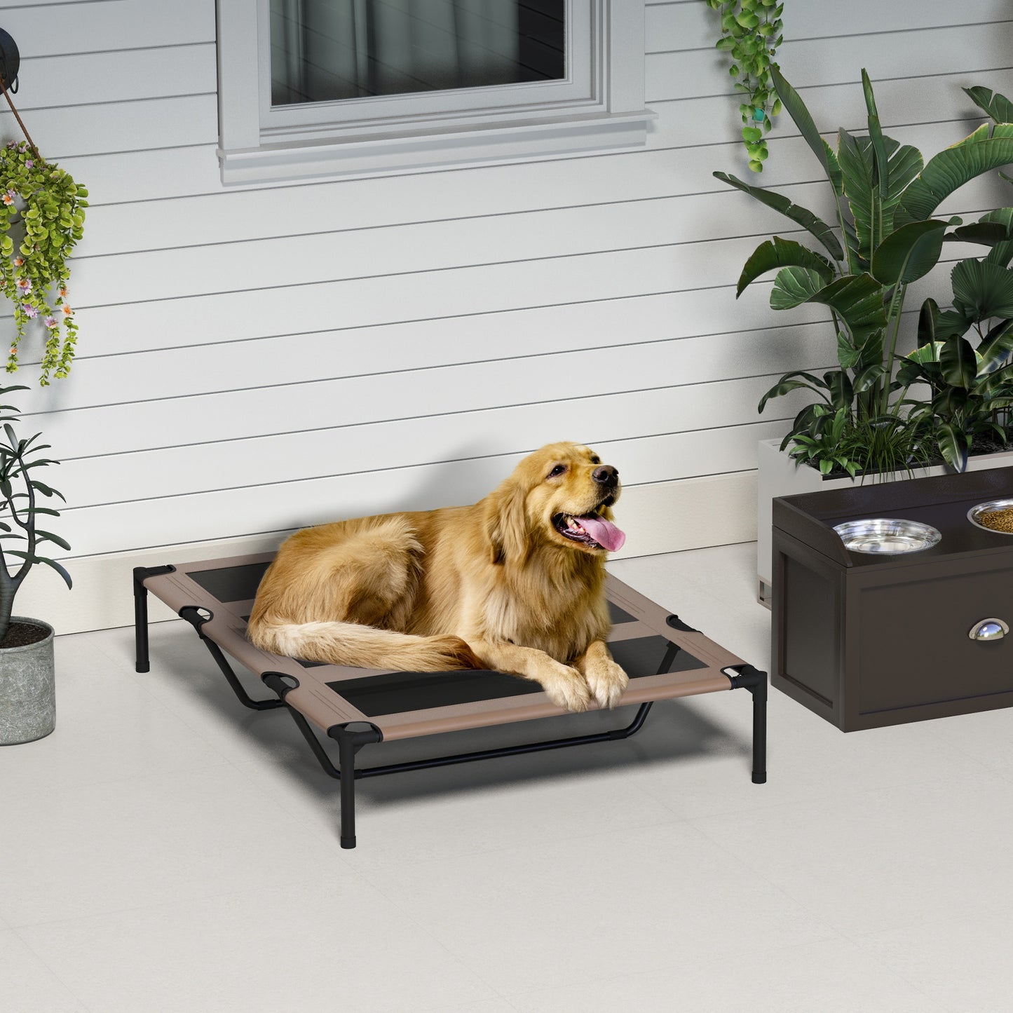 Cooling Elevated Dog Bed Portable Raised Pet Cot for Indoor & Outdoor Use