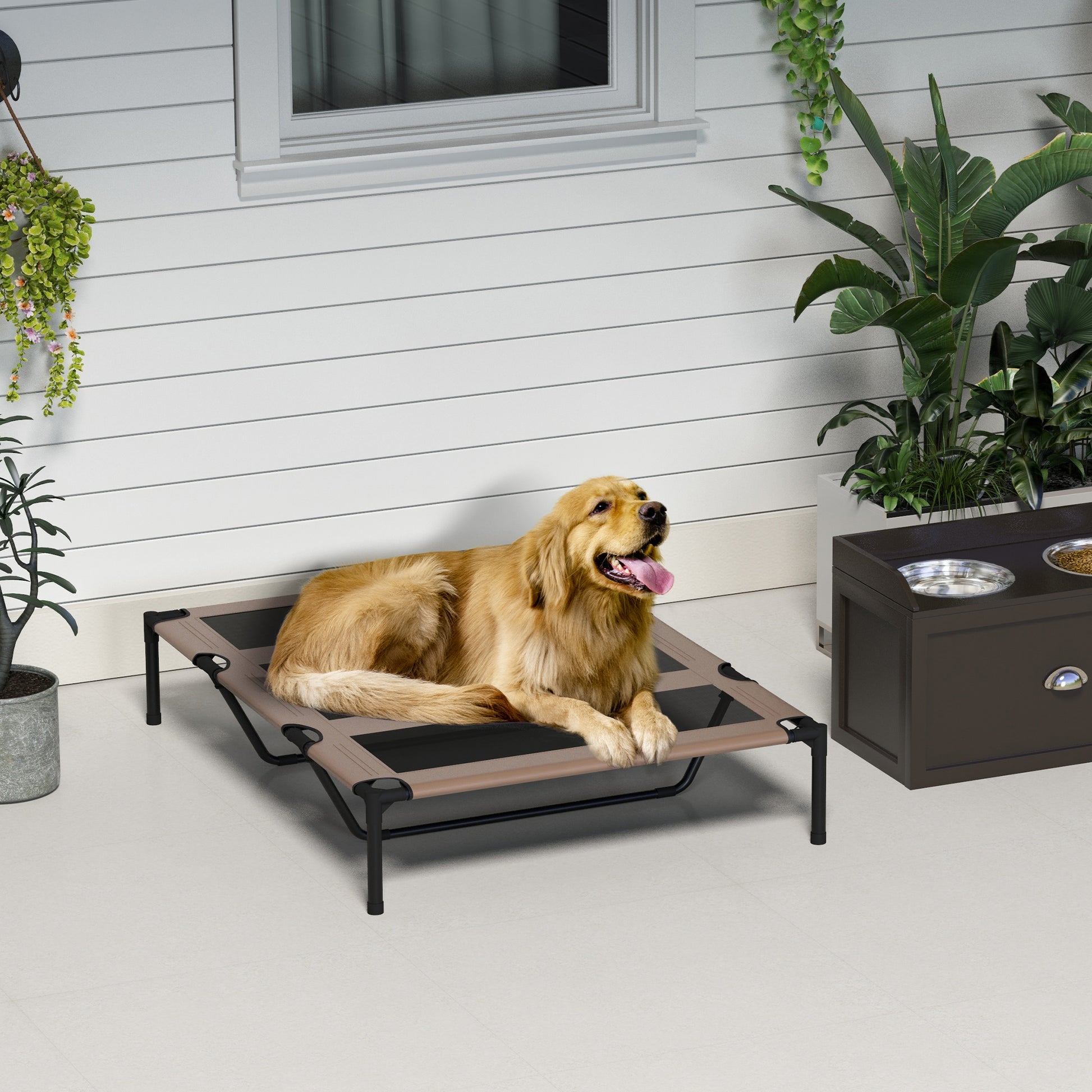 Cooling Elevated Dog Bed Portable Raised Pet Cot for Indoor & Outdoor Use