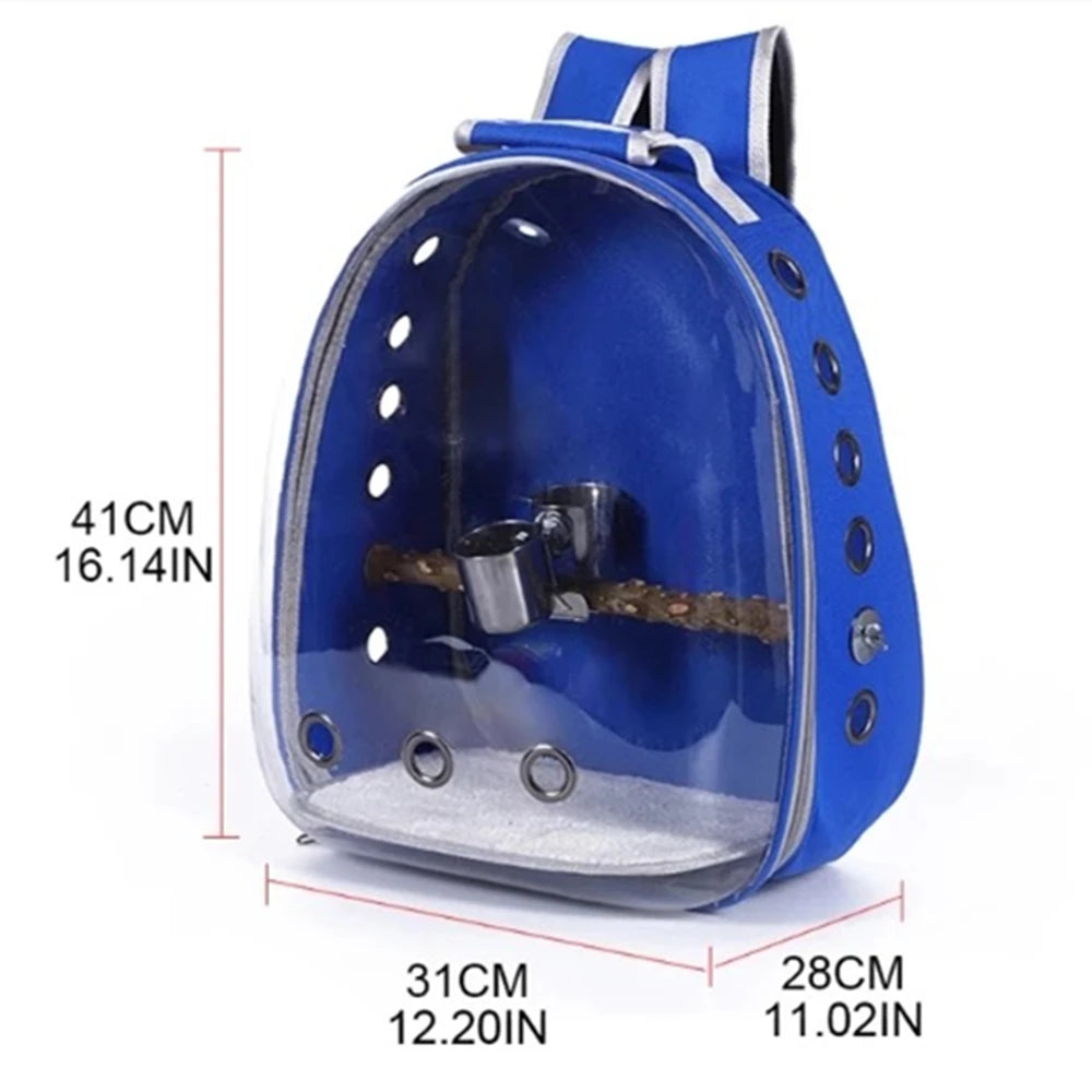 Bird Carrier Bag Parrot Backpack with Prech and Feeder Cups for Parakeet Cockatiel Bunny Travel Acrylic Portable Pet Bird Cage